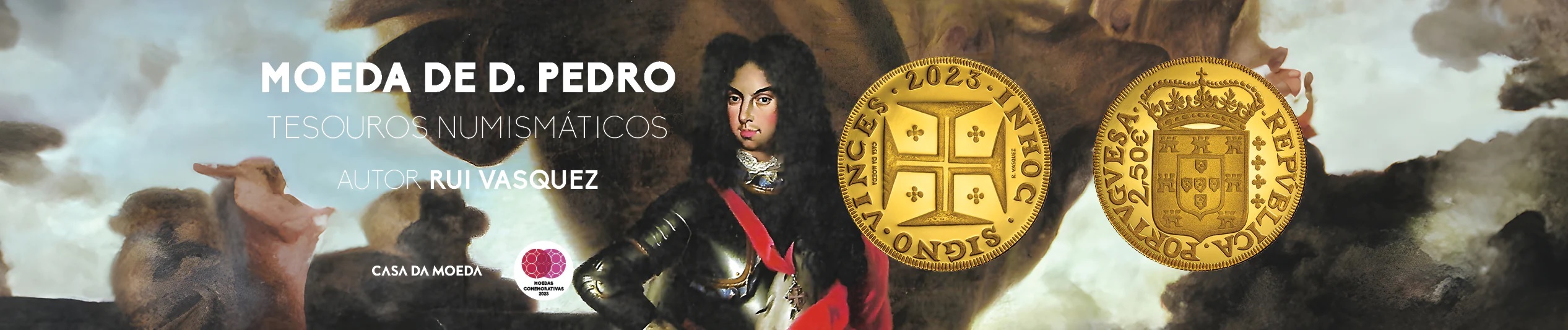 (EUR15.Proof.2023.1025991) 2 euro and a half Portugal 2023 Proof gold - 4000 Réis of King Peter II (blog) (zoom)