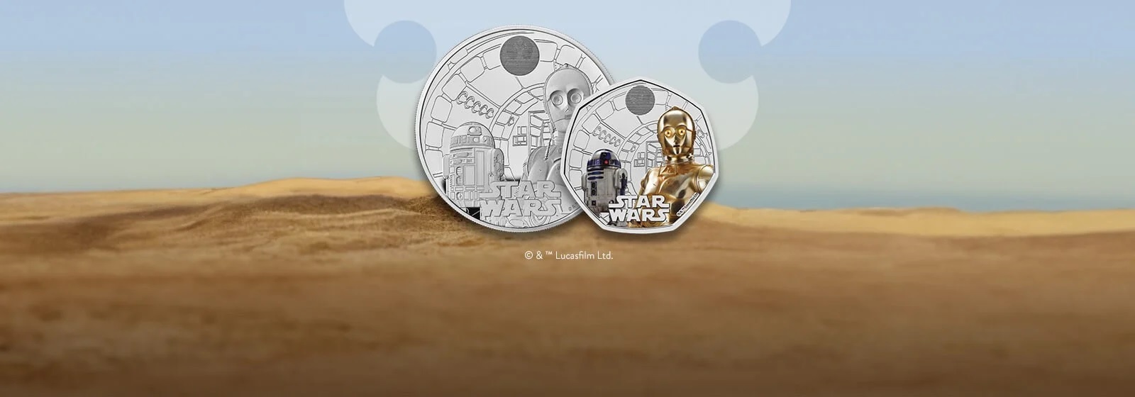 Royal Mint Star Wars R2-D2 and C3PO 2023 (shop illustration) (zoom)