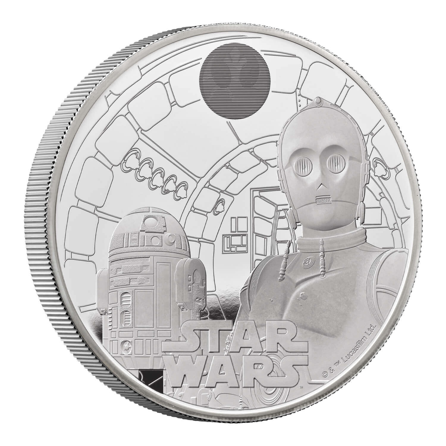 (W185.10.P.2023.UK23R2S5) 10 Pounds United Kingdom 2023 5 oz Proof silver - Star Wars (R2-D2 and C3PO) Reverse (zoom)