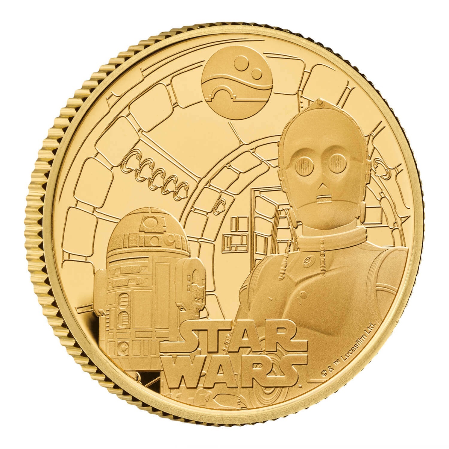 (W185.25.P.2023.UK23R2GQ) 25 Pounds United Kingdom 2023 quarter oz Proof gold - Star Wars (R2-D2 and C3PO) Reverse (zoom)