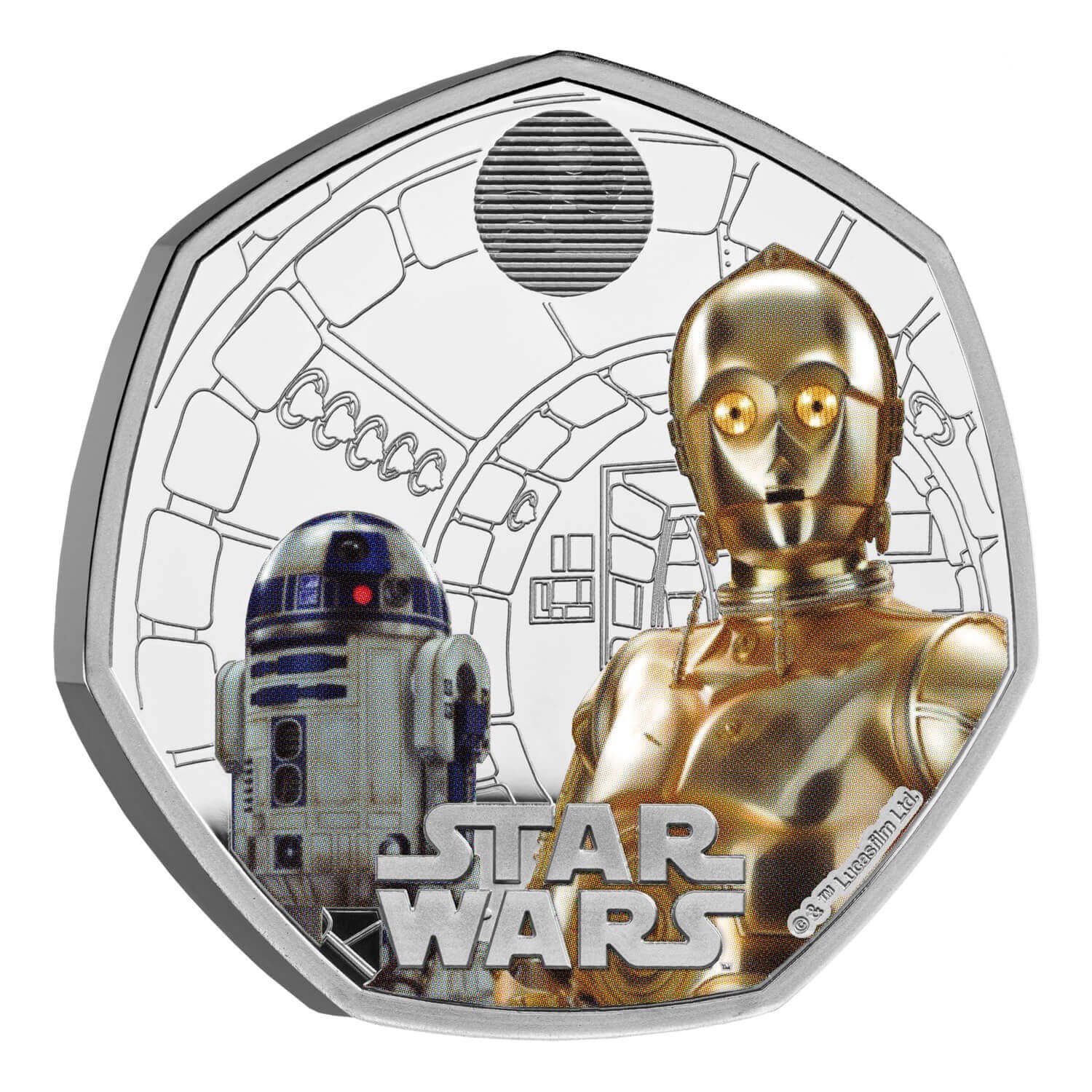 (W185.50.P.2023.UK23R2SC) United Kingdom 50 Pence Star Wars (R2-D2 and C3PO) 2023 - Proof silver Reverse (zoom)