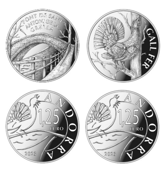 1 euro and a quarter Andorra 2023 (the 2 coins) (zoom)