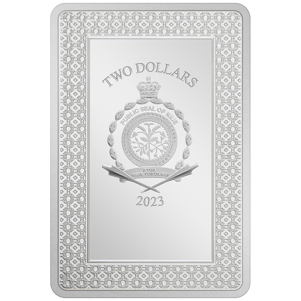 2 Dollars Niue 2023 1 oz Proof silver - The Hanged Man Obverse (zoom)