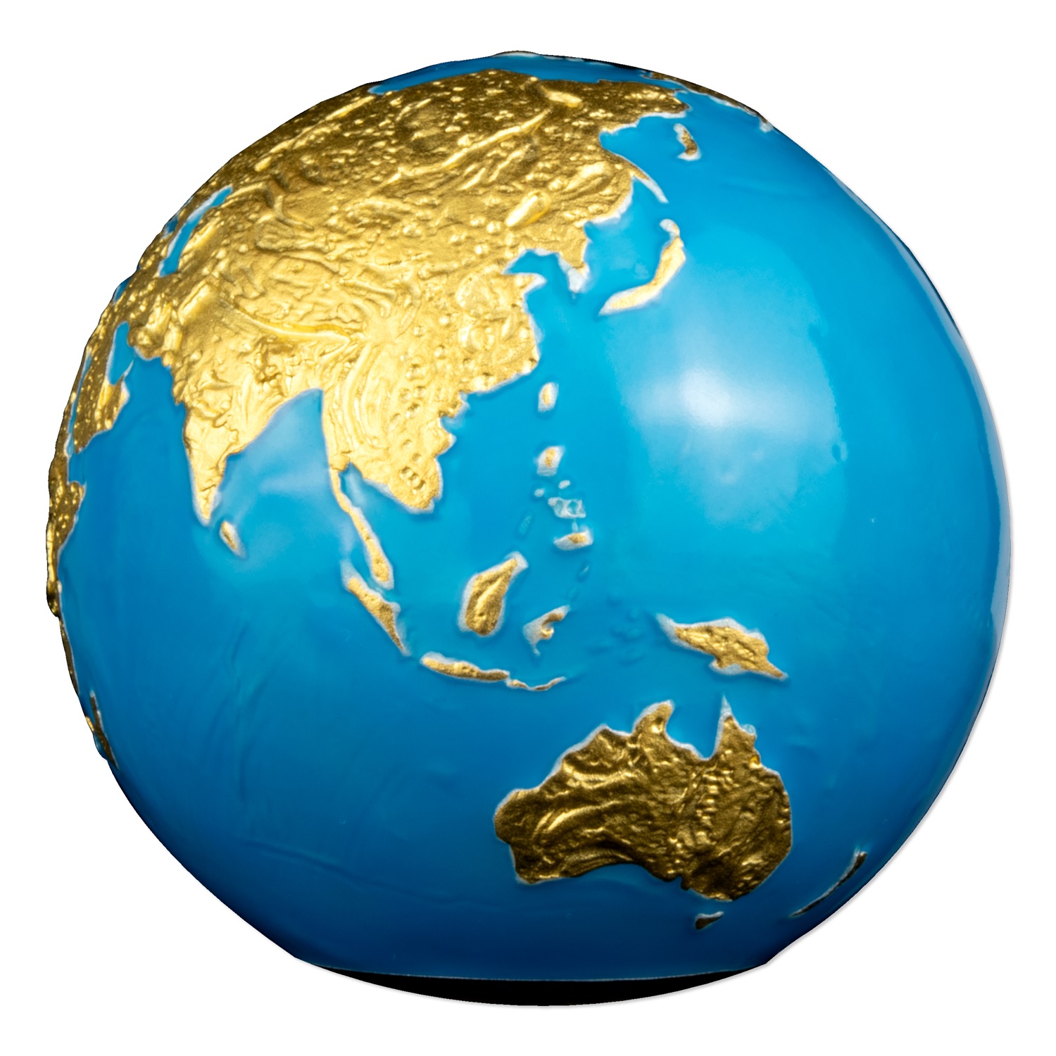 (W022.5.D.2023.3.oz.Ag.8) 5 $ Barbados 2023 3 oz BU silver - Glow-in-the-dark Blue Marble (gilded) (Asia and Oceania) (zoom)