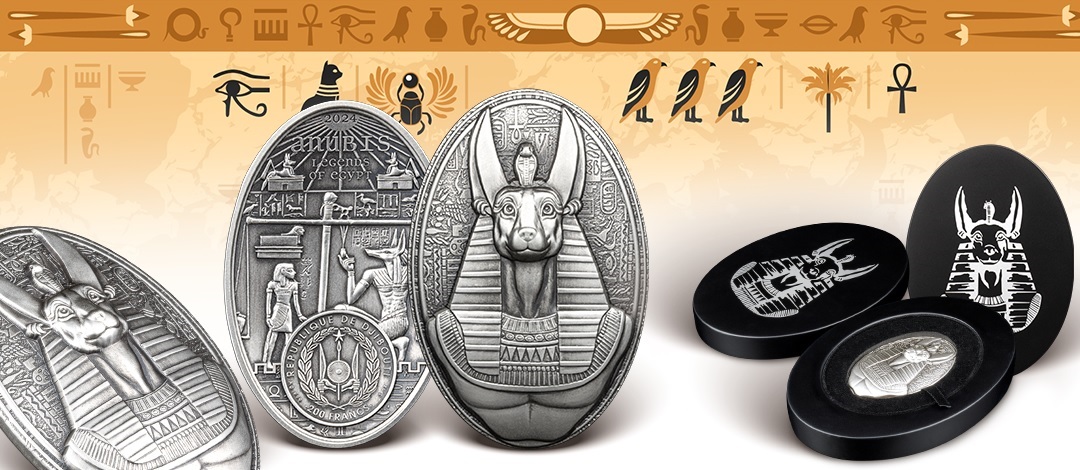 (W057.200.F.2024.3.oz.Ag.1) 200 Francs Djibouti 2024 3 oz Antique silver - Anubis (blog illustration) (zoom)