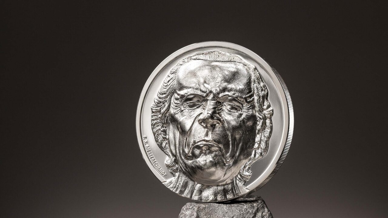 (W099.10.D.2023.30455) Cook Islands 10 Dollars The Vexed Man, by Franz Xaver Messerschmidt 2023 - Proof Ag (blog) (zoom)