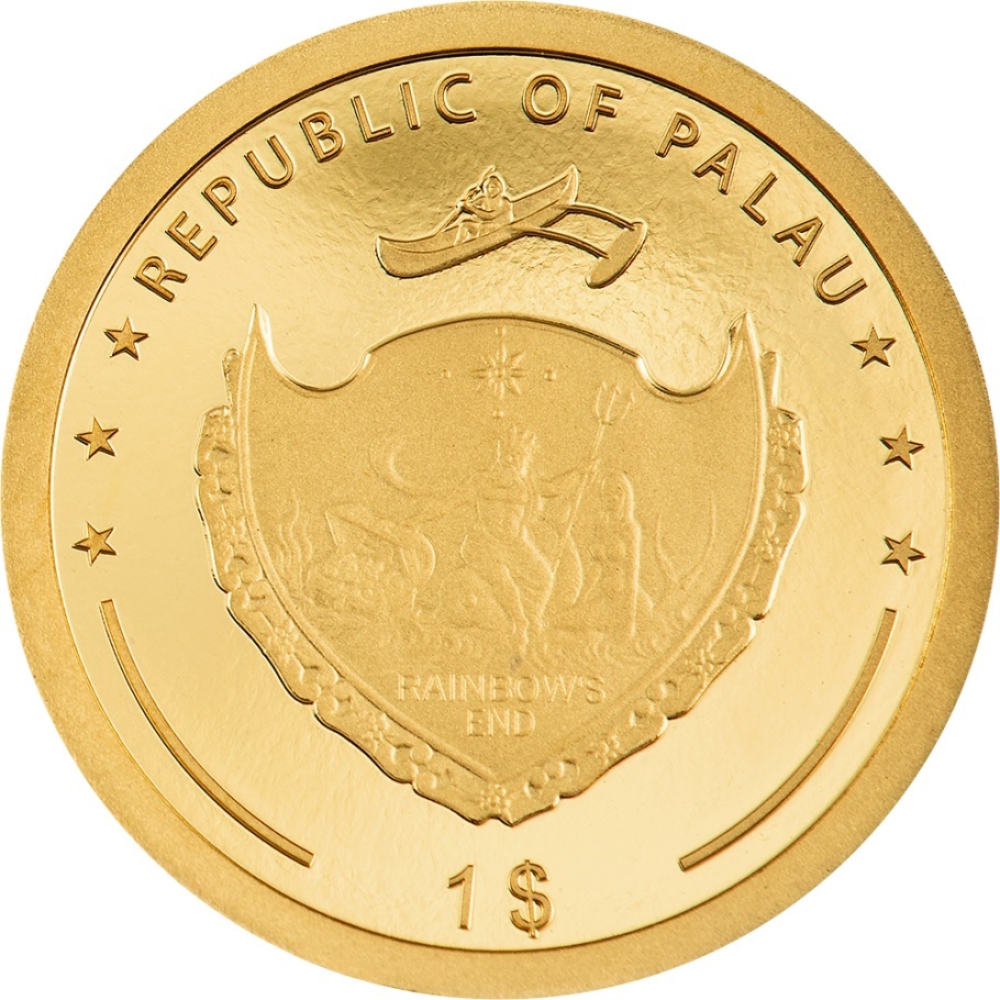 (W168.1.1.D.2024.30406) Palau 1 Dollar Luck 2024 - Proof gold Obverse (zoom)