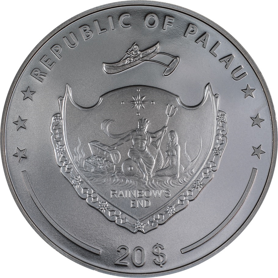 (W168.1.20.D.30417) Palau 20 Dollars Ferryman of the Dead Charon 2023 - Black Proof silver Obverse (zoom)