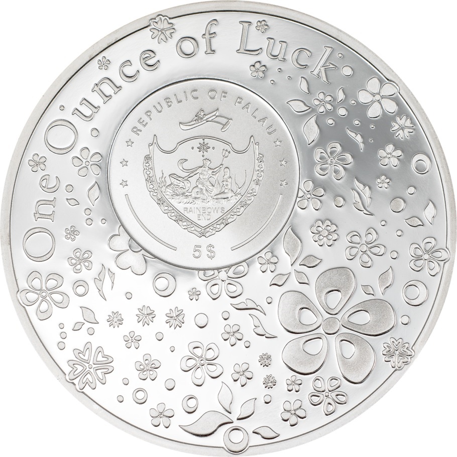 (W168.1.5.D.2024.30405) Palau 5 Dollars Ounce of Luck 2024 - Proof silver Obverse (zoom)