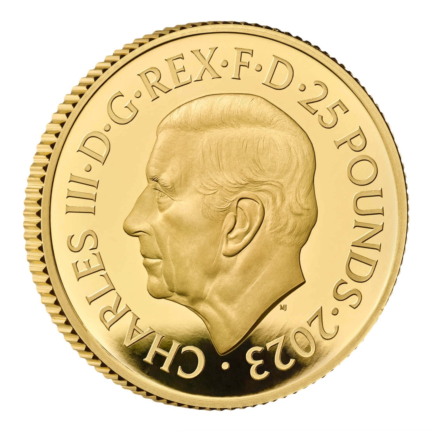 (W185.25.P.2023.UK23PQGP) 25 Pounds United Kingdom 2023 quarter oz Proof gold - The Police Obverse (zoom)