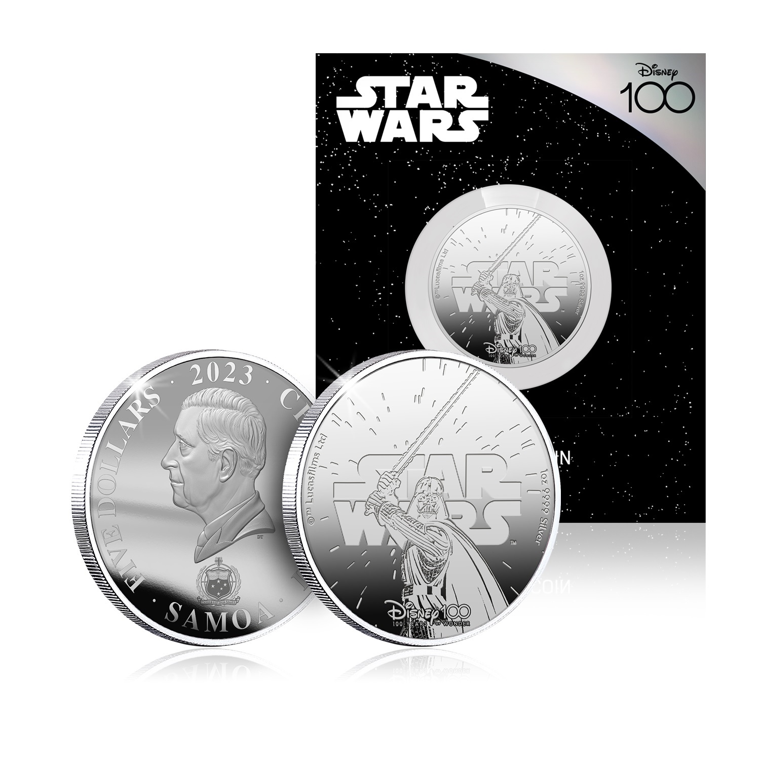 (W193.1.5.D.2023.1.oz.Ag.6) 5 $ Samoa 2023 1 ounce BU Ag - Disney 100 Magical Years (Star Wars Darth Vader) (packaging) (zoom)