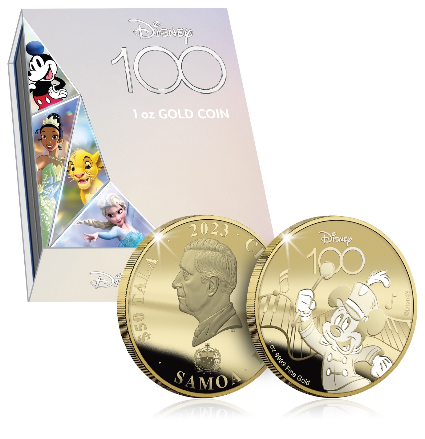 (W193.1.50.Tala.2023.1.oz.Au.1) 50 Tala Samoa 2023 1 ounce BU gold - Disney 100 Magical Years (zoom)