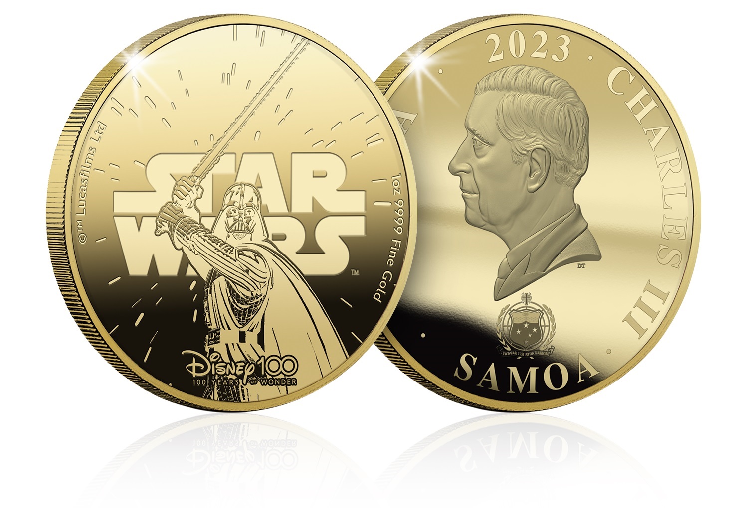 (W193.1.50.Tala.2023.1.oz.Au.2) 50 Tala Samoa 2023 1 oz BU gold - Disney (Darth Vader) (zoom)