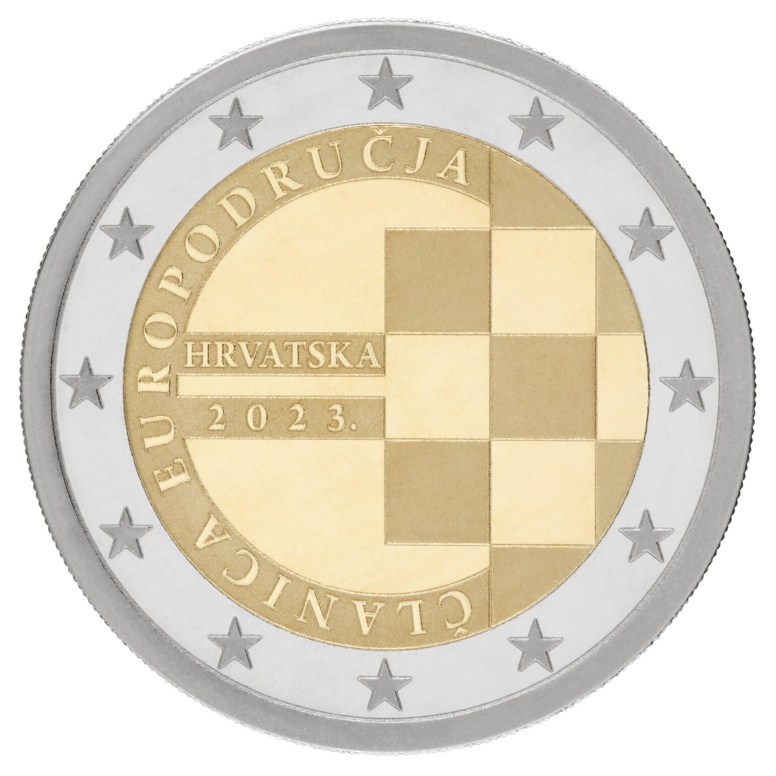 2 euro commemorative coin Croatia 2023 BU - Introduction of the euro as the official currency of Croatia Obverse (zoom)
