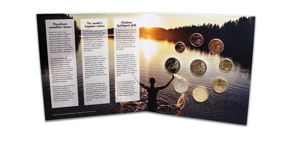 (EUR06.BU.set.2023.4) BU coin set Finland 2023 (The Happiest Nation in the World) (inside) (zoom)