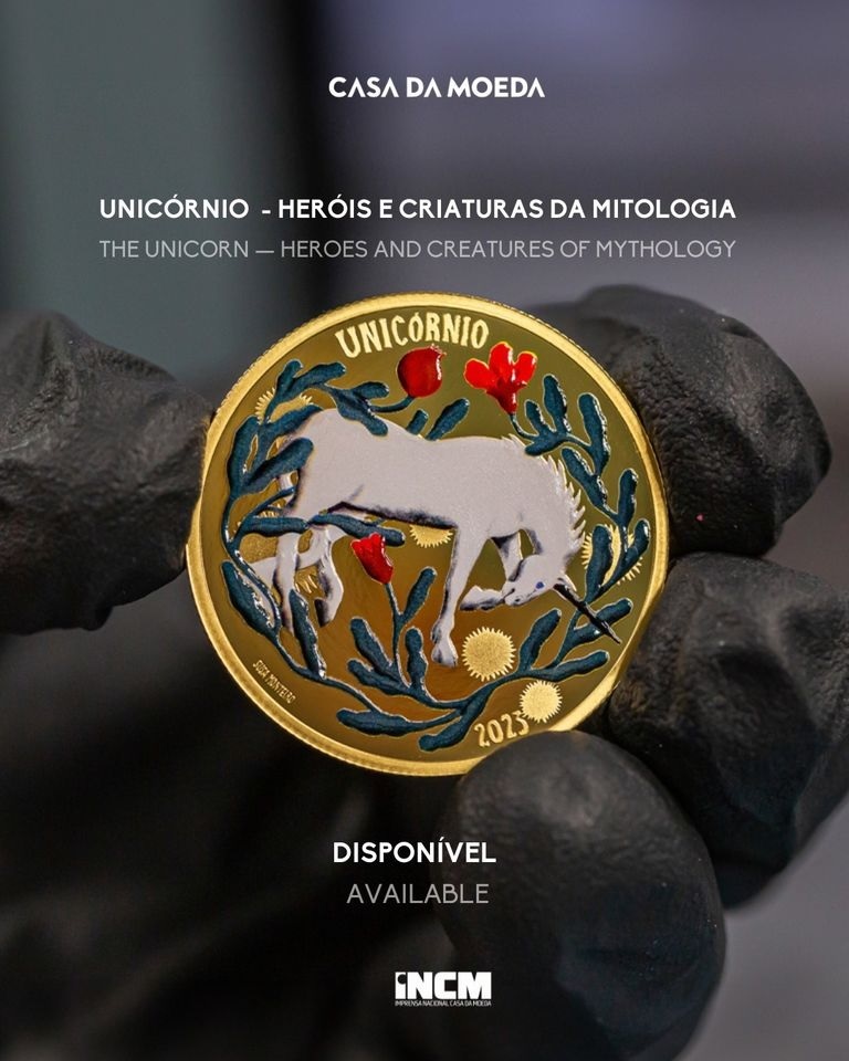 (EUR15.Proof.2023.1025995) 5 euro Portugal 2023 Proof Au - Unicorn (blog illustration) (zoom)