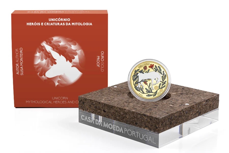 (EUR15.Proof.2023.1025995) 5 euro Portugal 2023 Proof gold - Unicorn (packaging) (zoom)
