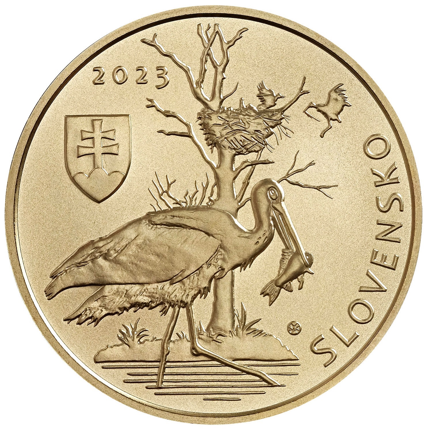 (EUR17.5.E.2023.501487) 5 euro Slovakia 2023 - The black stork Obverse (zoom)