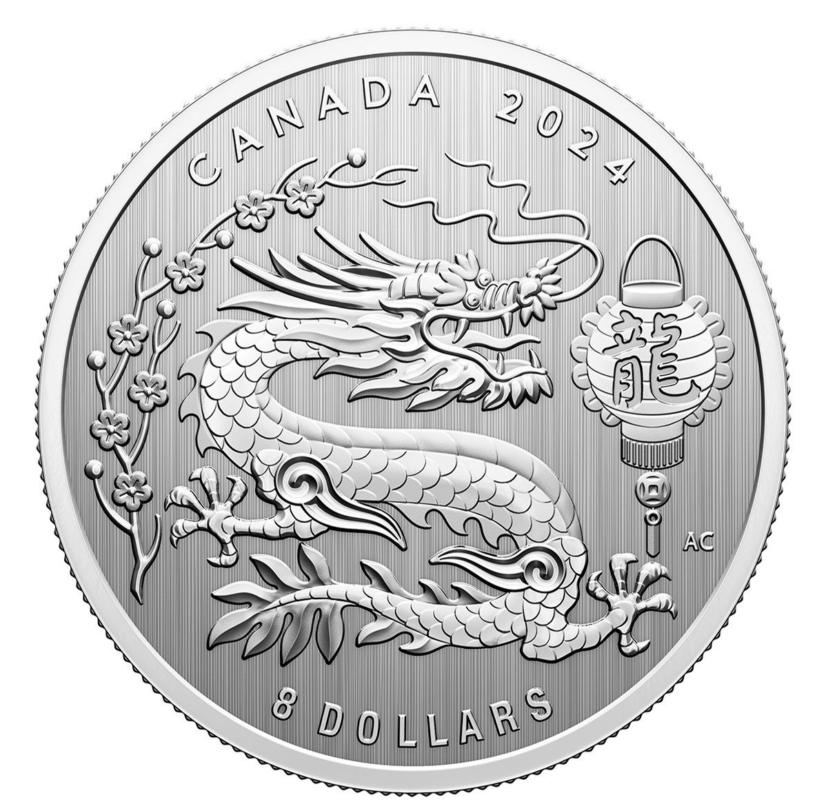 (W037.8.D.2024.208130) Canada 8 Dollars Lunar Year of the Dragon 2024 - BU silver Reverse (zoom)