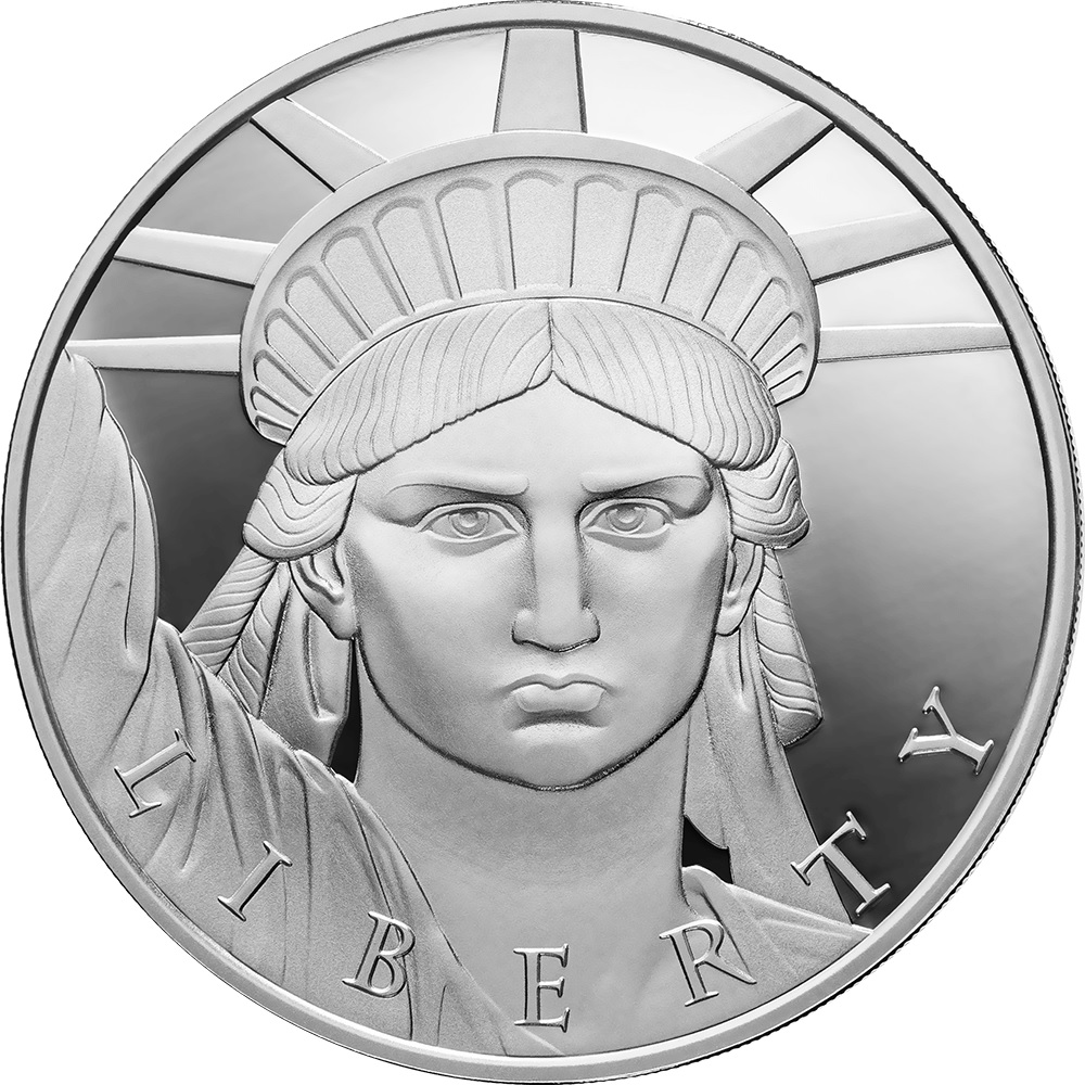 (W071.1.1000.S.2023.2) United Crypto States 1000 Satoshi Statue of Liberty 2023 - Proof silver Reverse (zoom)