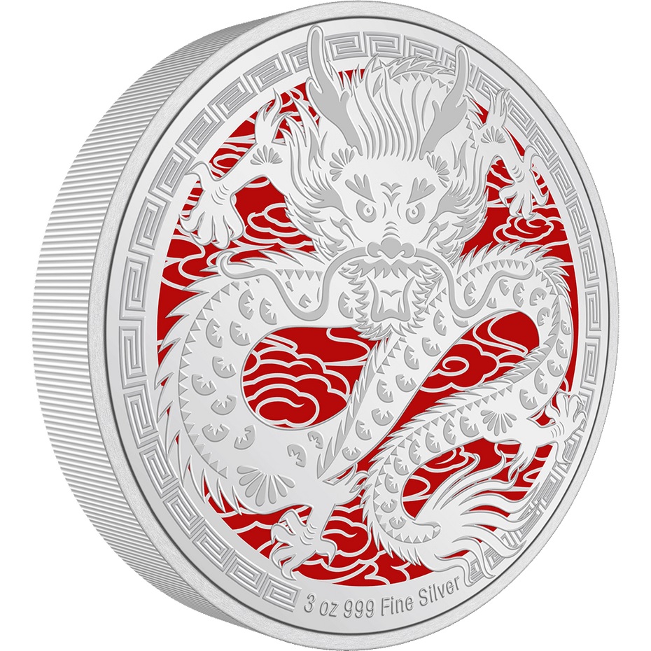 (W160.10.D.2024.30-01652) 10 Dollars Niue 2024 3 oz Proof silver - Lunar year of the Dragon Reverse (zoom)