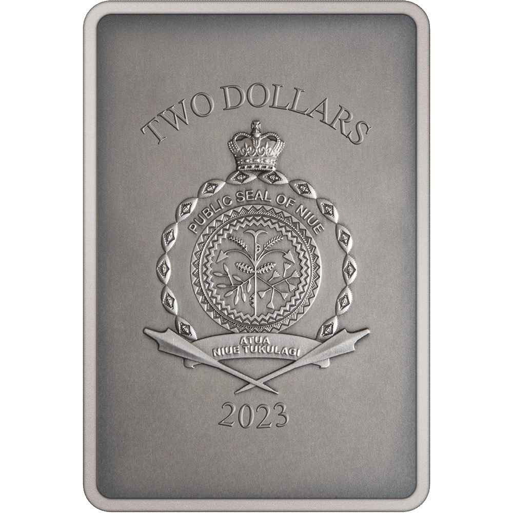 (W160.2.D.2023.30-01614) 2 Dollars Niue 2023 1 oz Antique silver - Batman Obverse (zoom)