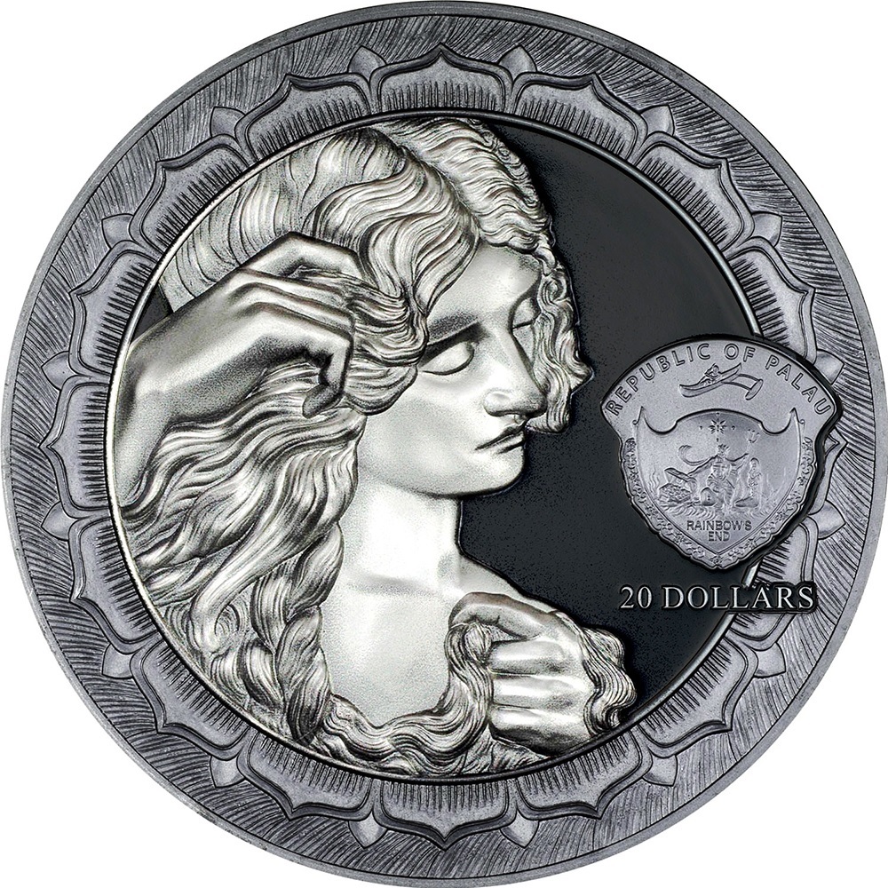 (W168.1.20.D.2024.1) Palau 20 Dollars Lady Godiva 2024 - Black Proof silver Obverse (zoom)