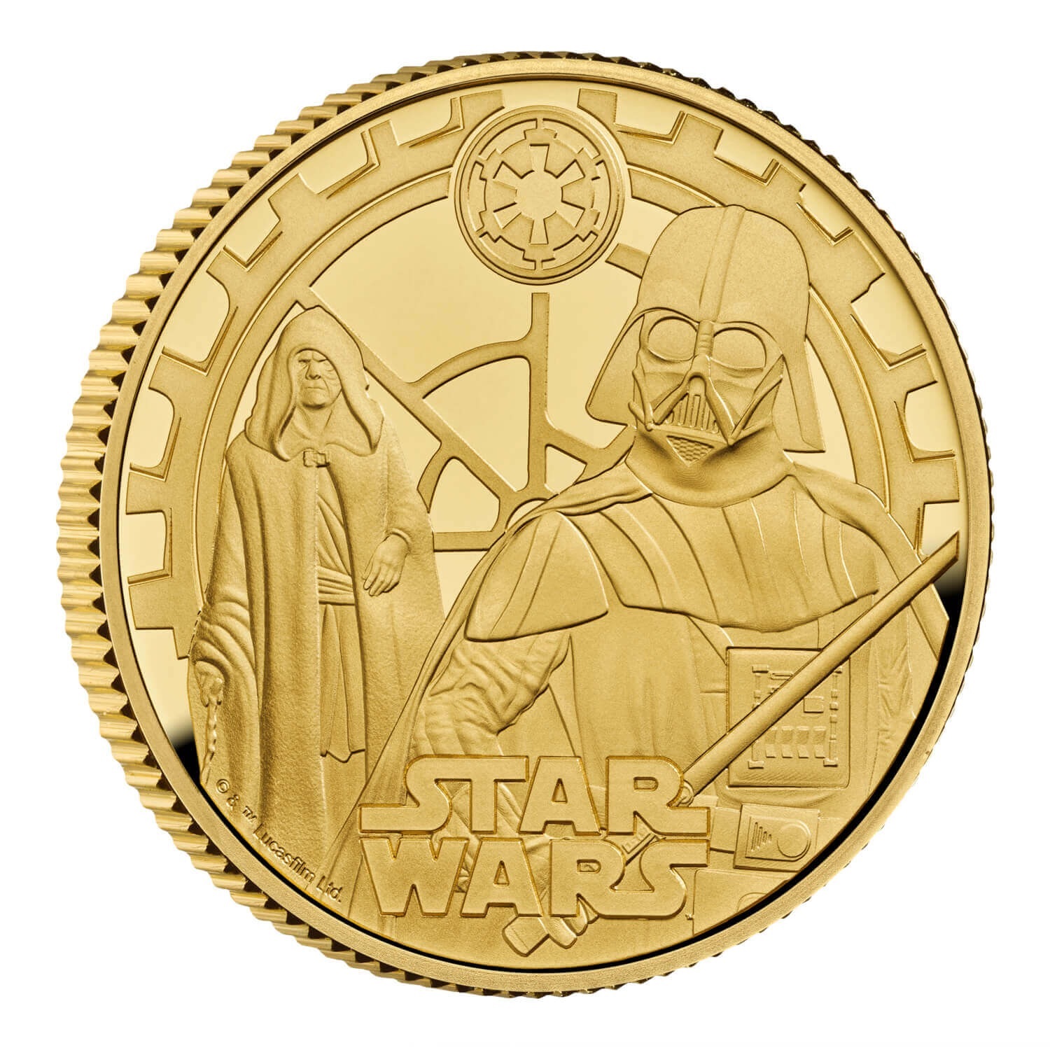 (W185.25.P.2023.UK23DVGQ) 25 Pounds United Kingdom 2023 quarter oz Proof gold - Star Wars (Darth Vader Palpatine) R (zoom)