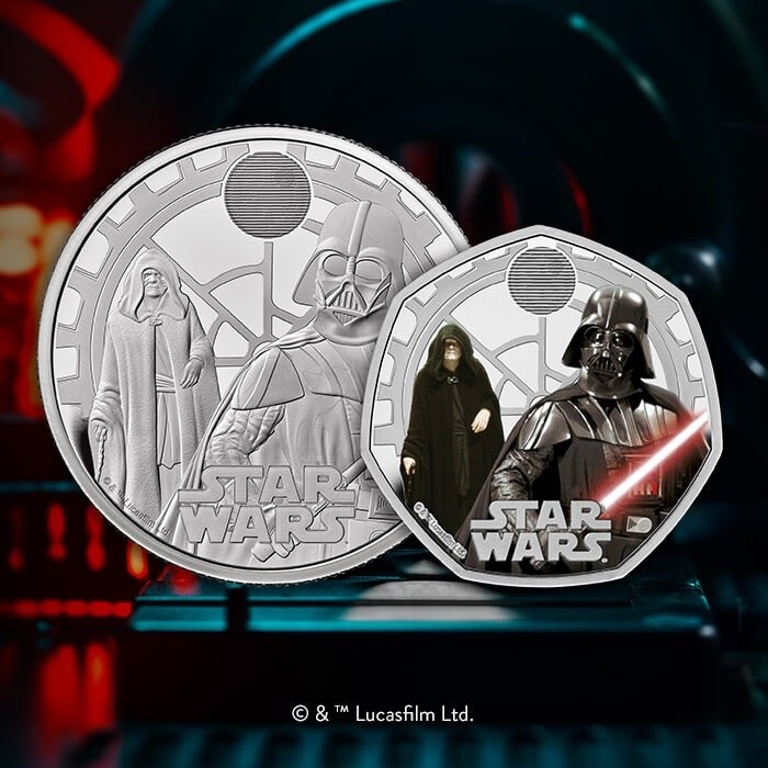 (W185.50.P.2023.UK23DVSC) UK 50 Pence Star Wars (Darth Vader and Emperor Palpatine) 2023 - Proof silver (blog) (zoom)