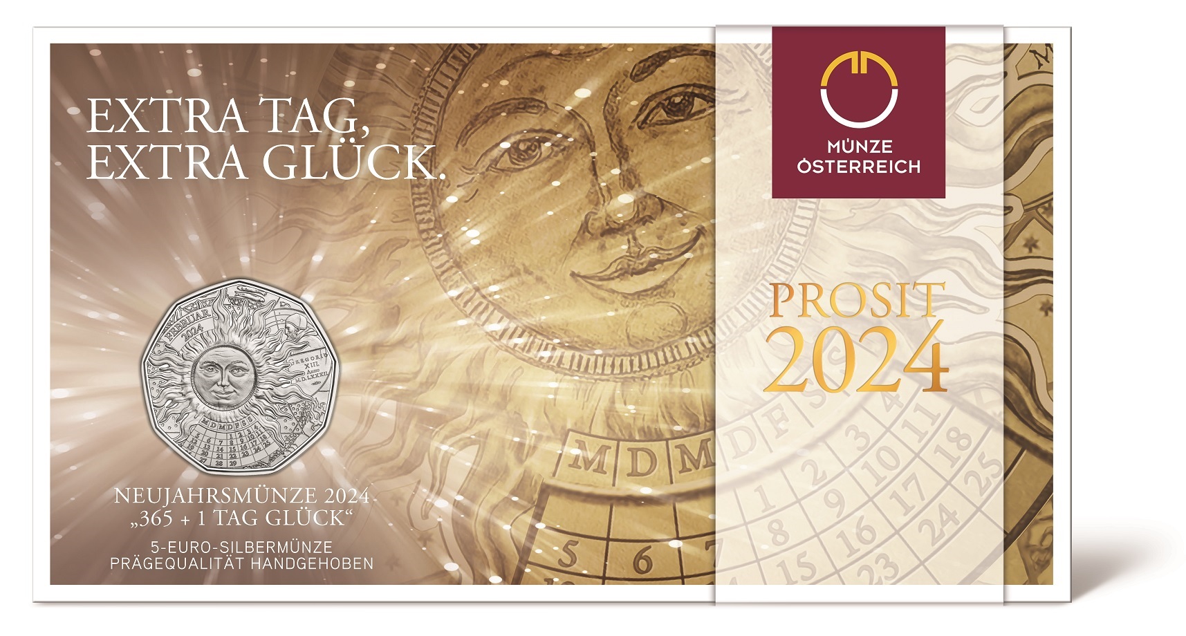 (EUR01.BU.2024.26344) 5 euro Austria 2024 BU silver - Lucky Leap Year (blister) (zoom)