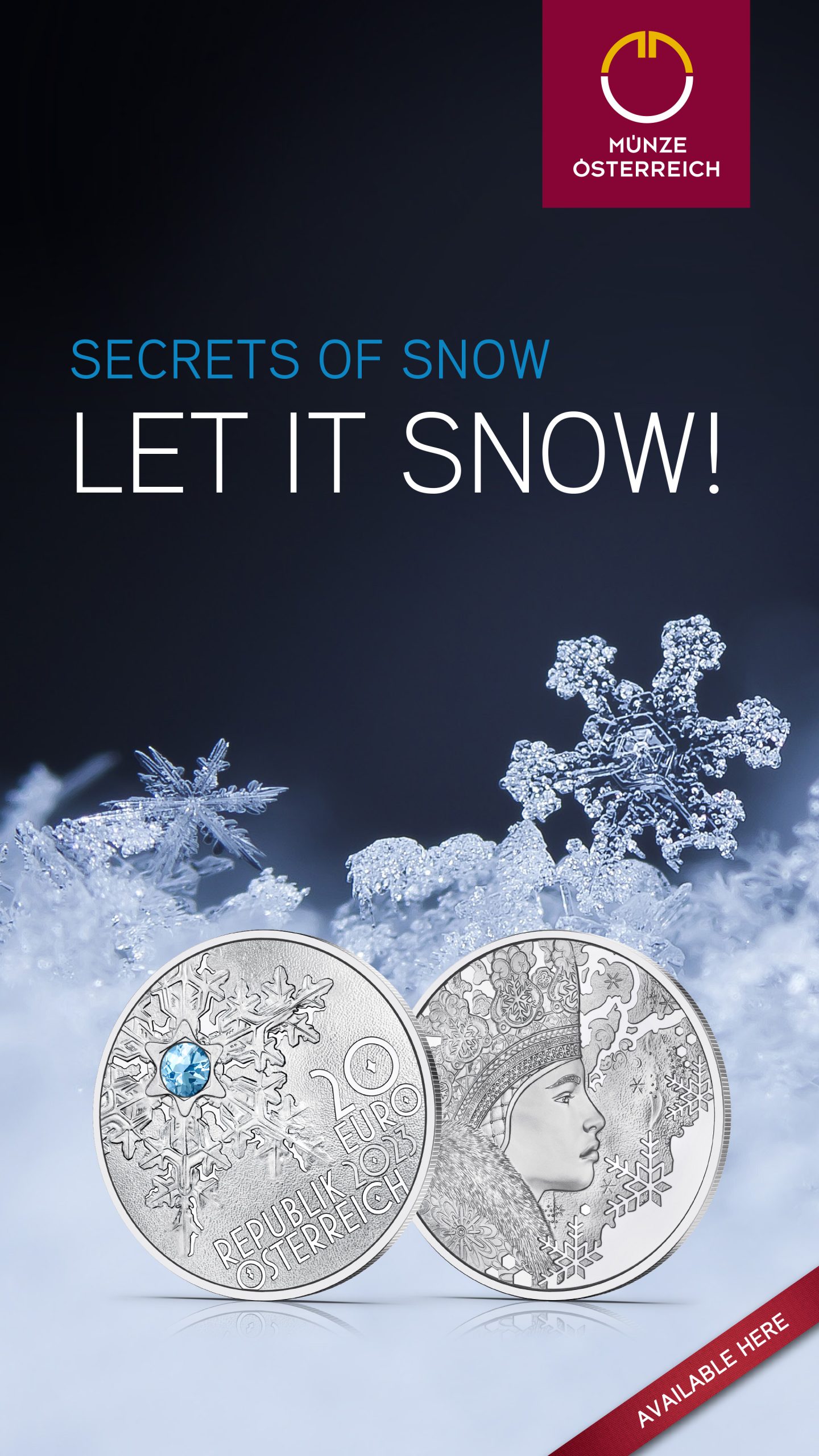 (EUR01.Proof.2023.26349) 20 € Austria 2023 Proof silver - Secrets of Snow (blog) (zoom)