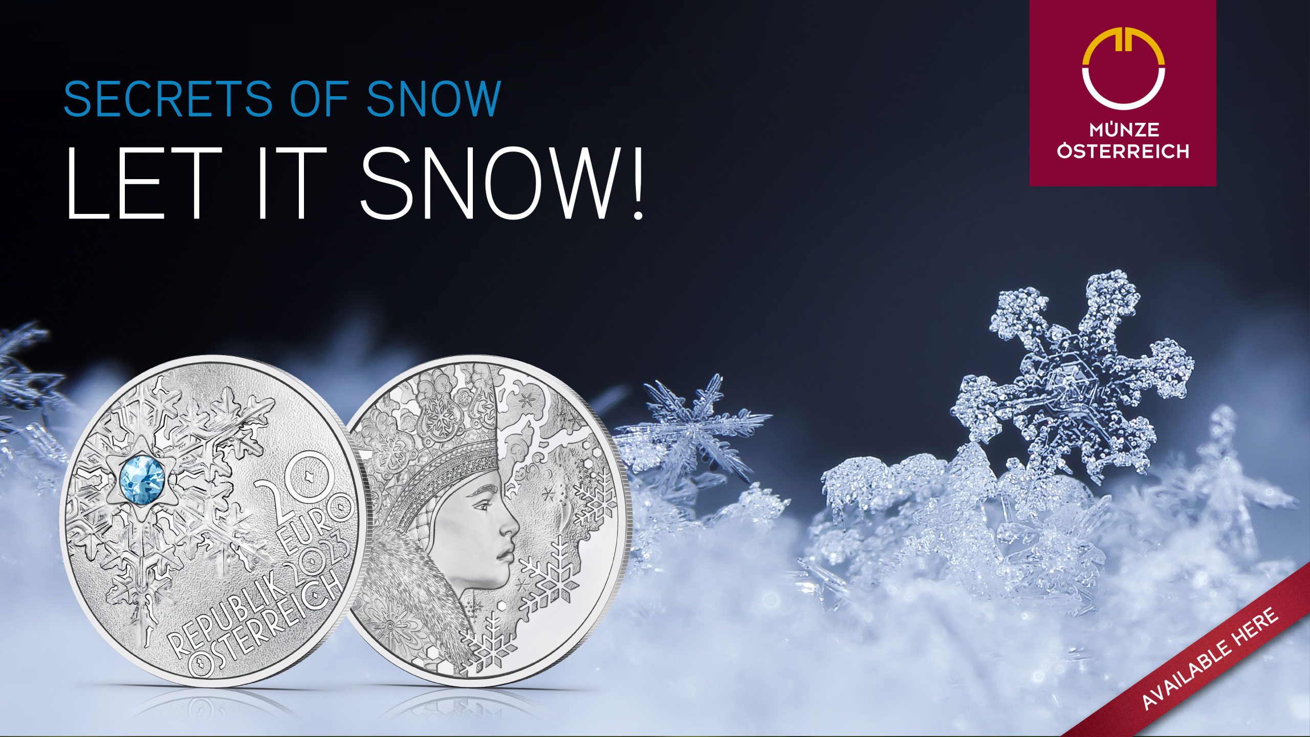 (EUR01.Proof.2023.26349) 20 euro Austria 2023 Proof silver - Secrets of Snow (blog) (zoom)