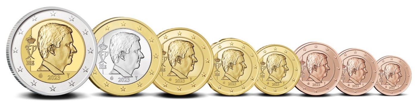 (EUR02.Proof.set.2023.0116444) Proof coin set Belgium 2023 (obverses) (zoom)
