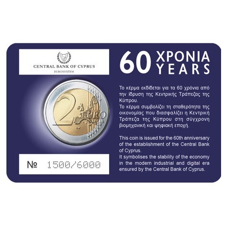(EUR04.BU.2023.2.E.1) 2 euro commémorative Chypre 2023 BU - Banque Centrale de Chypre (verso carte)