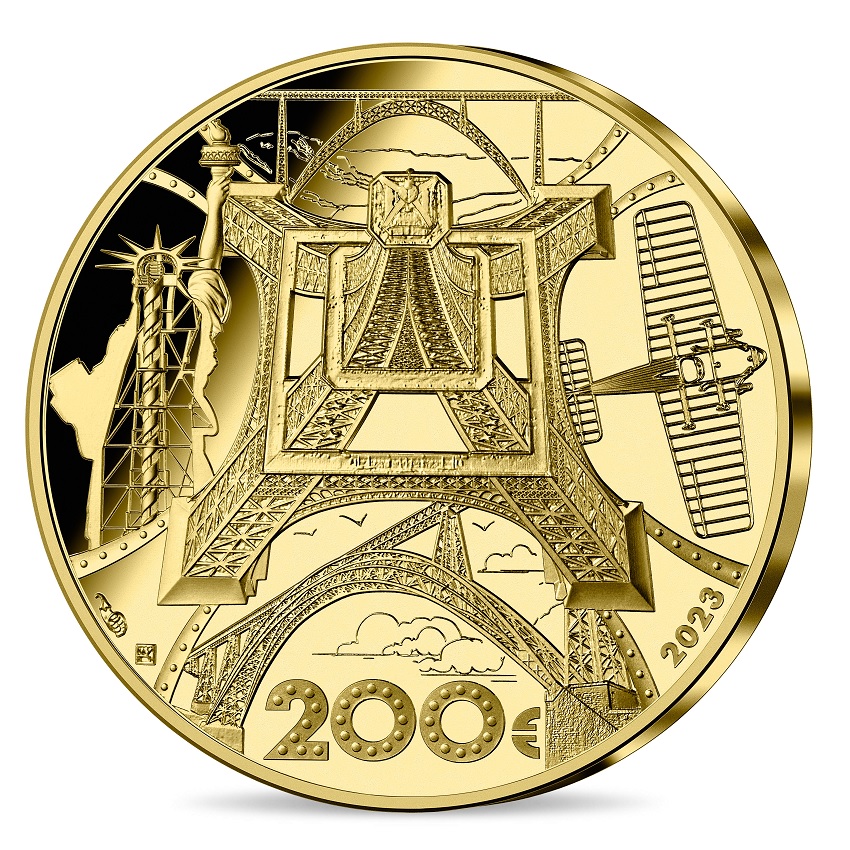 (EUR07.Proof.2023.10041382770000) 200 euro France 2023 Proof gold - Gustave Eiffel Reverse (zoom)