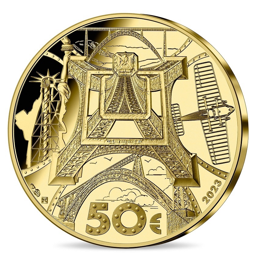 (EUR07.Proof.2023.10041382780000) 50 euro France 2023 Proof gold - Gustave Eiffel Reverse (zoom)