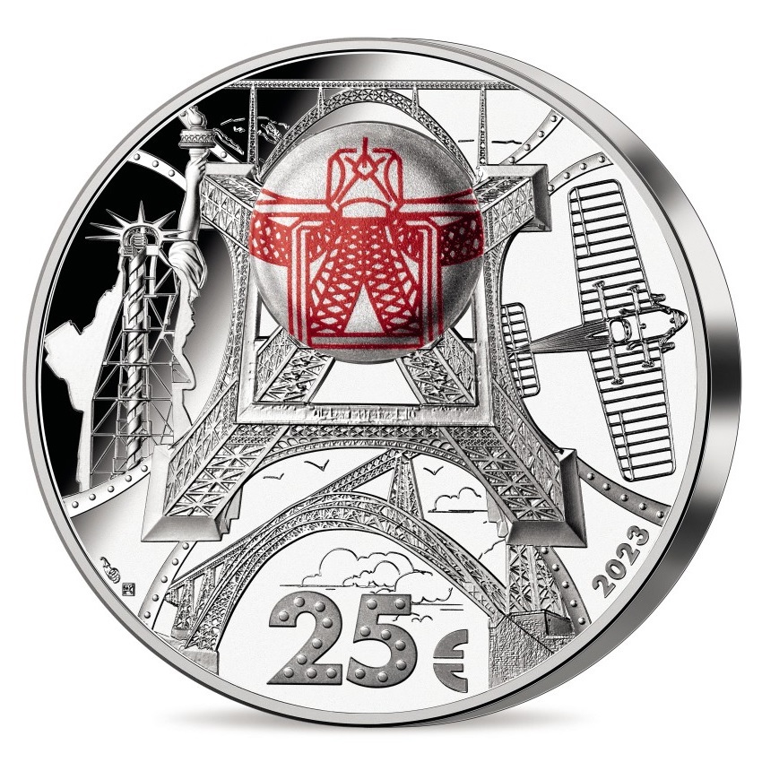 (EUR07.Proof.2023.10041382800000) 25 euro France 2023 Proof silver - Gustave Eiffel Reverse (zoom)