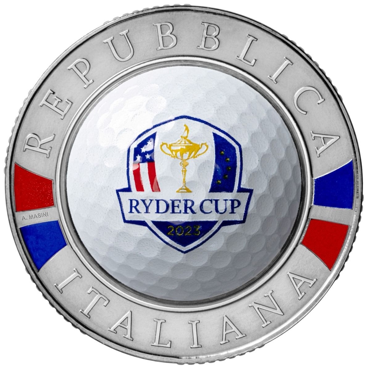 (EUR10.BU.2023.48-2ms10-23f009) 10 € Italy 2023 BU silver - Ryder Cup Obverse (zoom)