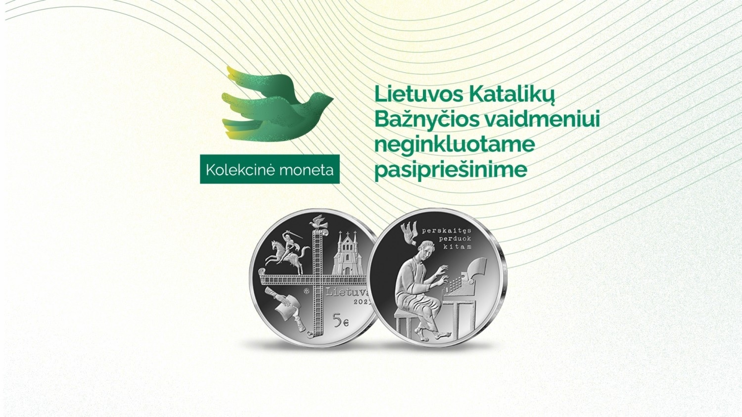 (EUR22.Proof.2023.5.E.1) 5 € Lithuania 2023 Proof Ag - Role of the Lithuanian Catholic Church in unarmed resistance (blog)