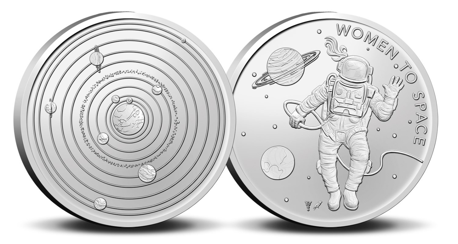 (KNM.2023.0116541) 1 euro & medal Netherlands 2023 BU - Women to Space (medal) (zoom)