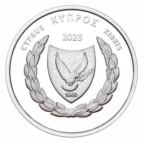 (EUR04.Proof.2023.5.E.1) 5 euro Cyprus 2023 Proof silver - Apollon Hylates Obverse (zoom)