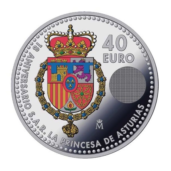 (EUR05.Unc.2023.32107191) 40 euro Spain 2023 silver - H.R.H. the Princess Leonor of Asturias (in blister) Reverse (zoom)