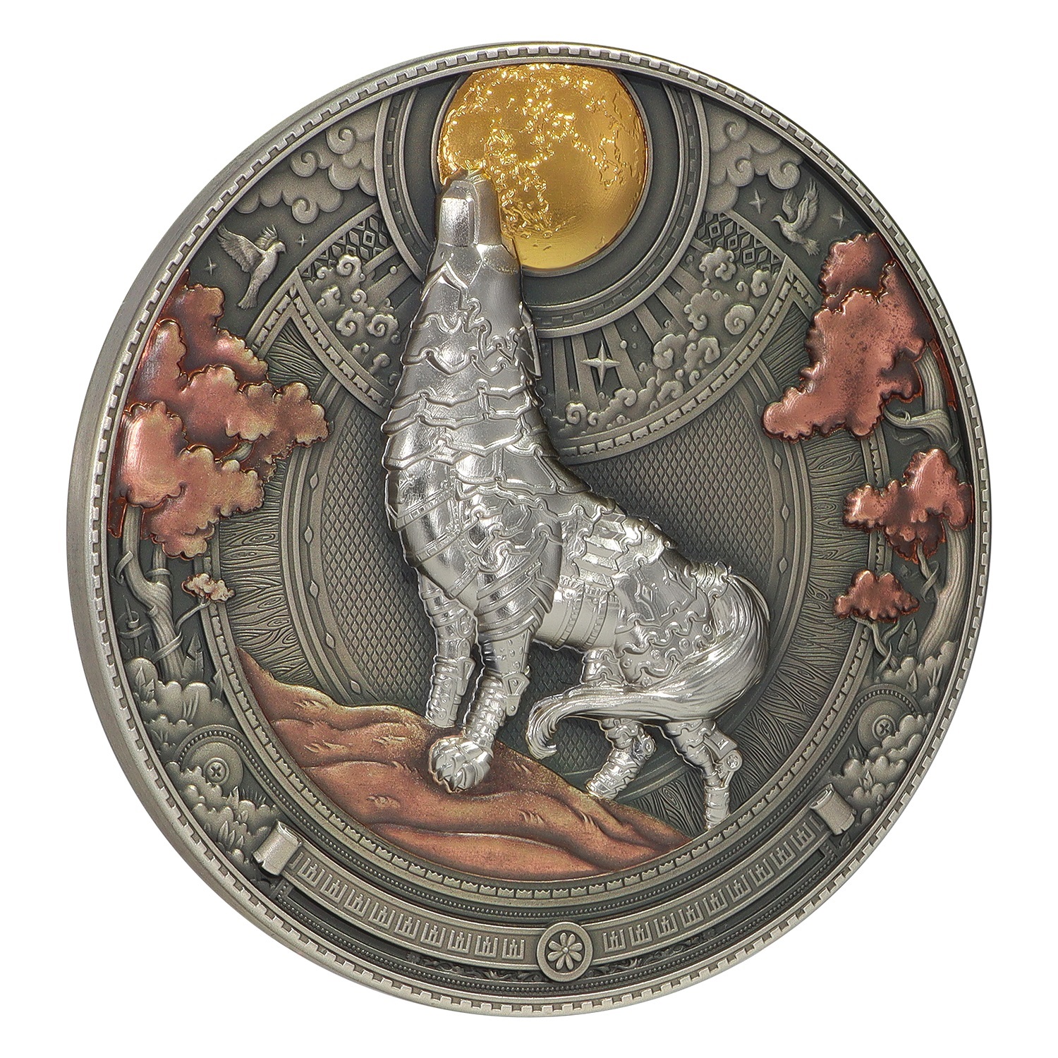 (W160.5.D.2023.15221898) Niue 5 Dollars Metal Wolf 2023 - Antique silver Reverse (zoom)