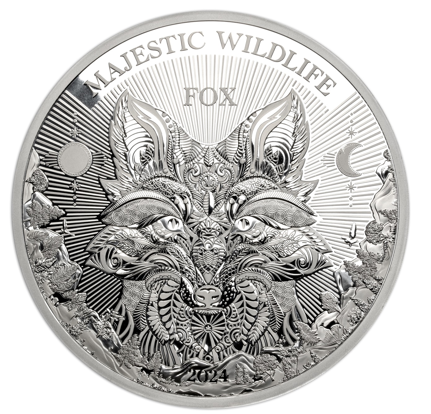 (W193.1.25.D.2024.1.kg.Ag.1550910111) 25 Dollars Samoa 2024 1 kilogram Proof silver - Fox Reverse (zoom)