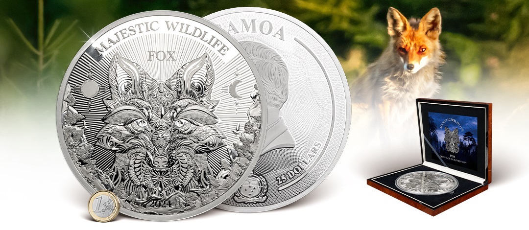 (W193.1.25.D.2024.1.kg.Ag.1550910111) 25 Dollars Samoa 2024 1 kilogram Proof silver - Fox (blog illustration) (zoom)