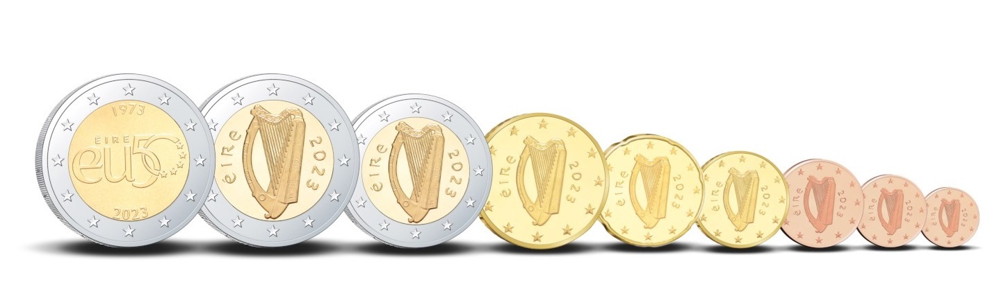 (EUR09.Proof.set.2023.IE2411) Proof euro coin set Ireland 2023 (coins) (zoom)