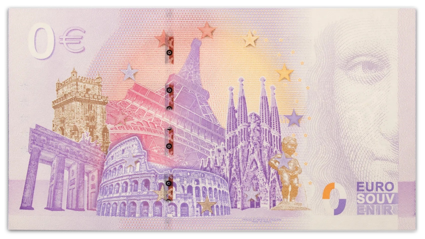 (EURBILLS.0.euro.2024.1.RF.E.XEKM.3) 0 euro banknote Germany 2024 - UEFA Euro, Germany 2024 (mascot) Back (zoom)