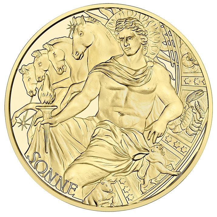 (MED01.Münze.Ö.2024.26900) Gold medal - Calendar 2024 The Year of the Sun Obverse (zoom)