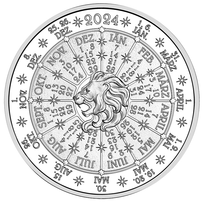 (MED01.Münze.Ö.2024.26902) Silver medal - Calendar 2024 The Year of the Sun Reverse (zoom)