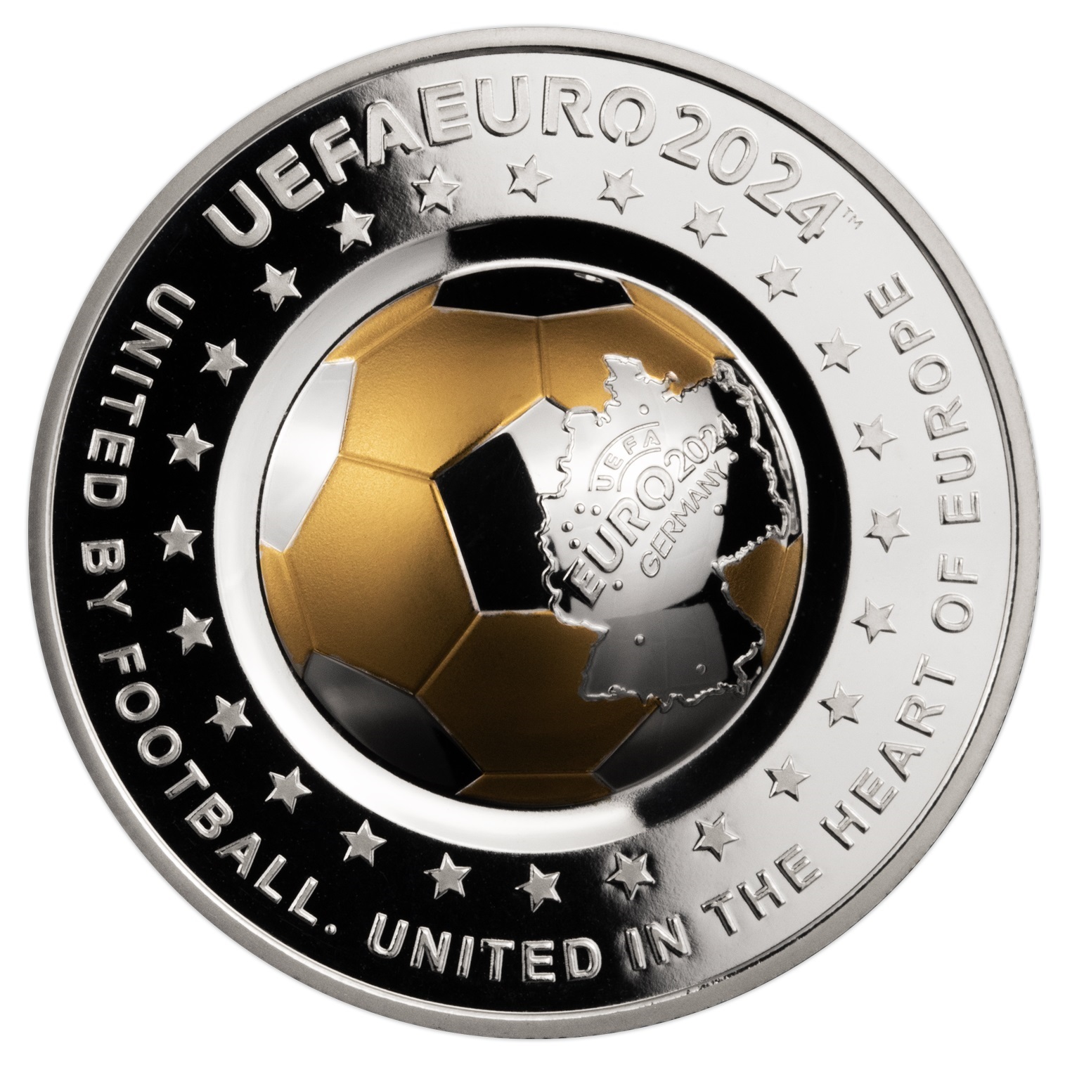 (W120.100.T.2024.20.g.Ag.1) 100 Tenge Kazakhstan 2024 20 grams Proof silver - UEFA Euro, Germany 2024 Reverse (zoom)